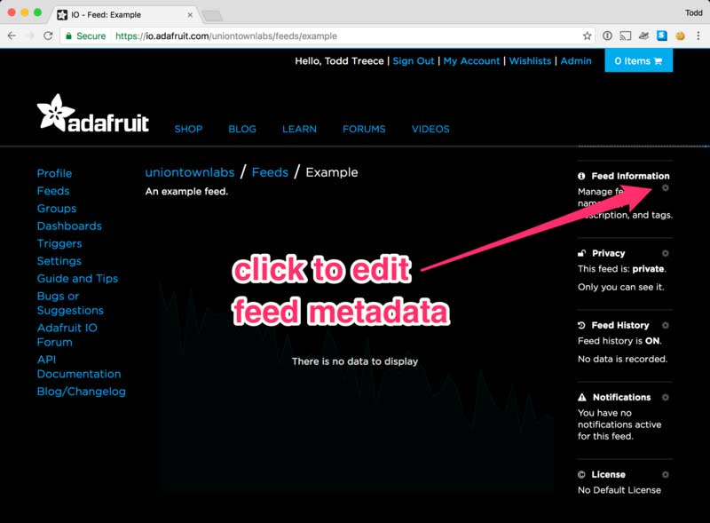 Click to Edit Feed Metadata